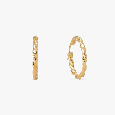 Brinco Argola Torcida Fio Redondo em Ouro Amarelo 18k - 20 mm