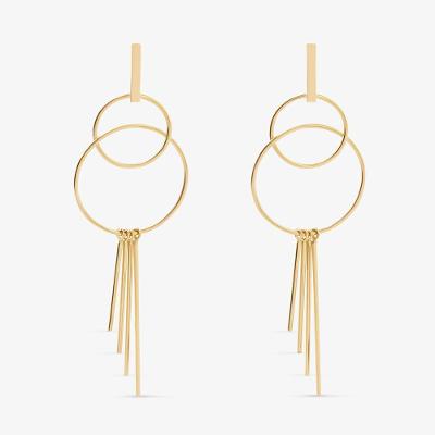 Brinco Argola Sobreposta com Fios de Ouro em Ouro Amarelo 18k -  85mm