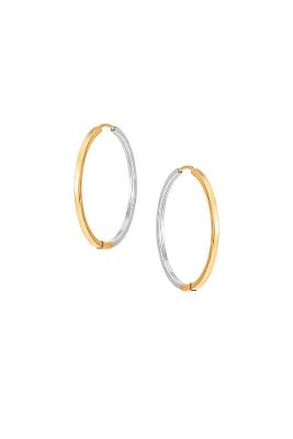 Brinco Argola Fio Quadrado em Ouro Amarelo e Ouro Branco 18k - 25mm