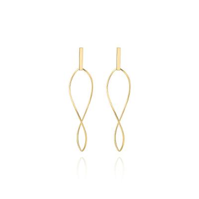 Brinco Argola Curvada em Ouro Amarelo 18k -  56mm