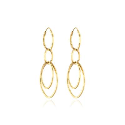 Brinco Argola Entrelaçada em Ouro Amarelo 18k -  70mm