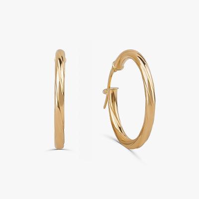 Brinco Argola Trabalhada  Fio Redondo em Ouro Amarelo 18k - 20 mm