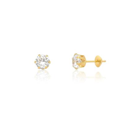 Brinco Infantil com Zircônia In em Ouro Amarelo 18k
