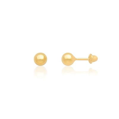 Brinco Infantil Esferas em Ouro Amarelo 18k - 4mm