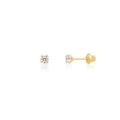 Brinco Infantil com Zircônia In em Ouro Amarelo 18k