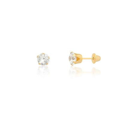 Brinco Infantil com Zircônia In em Ouro Amarelo 18k
