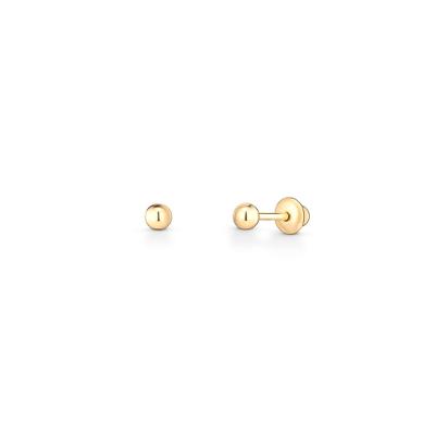 Brinco Infantil Esferas 2mm em Ouro Amarelo 18k