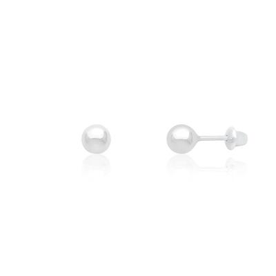 Brinco Infantil Esferas em Ouro Branco 18k -  4mm