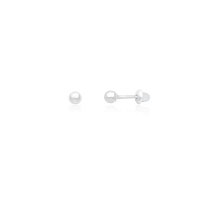 Brinco Infantil Esferas em Ouro Branco 18k -  3mm