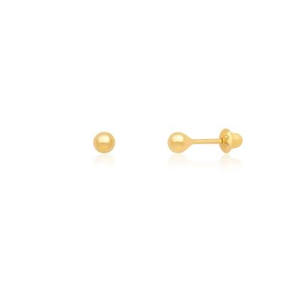 Brinco Infantil Esferas em Ouro Amarelo 18k -  3mm