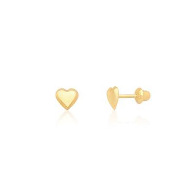 Brinco Infantil Coração em Ouro Amarelo 18k