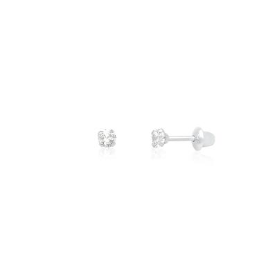 Brinco Infantil com Zircônia In em Ouro Branco 18k