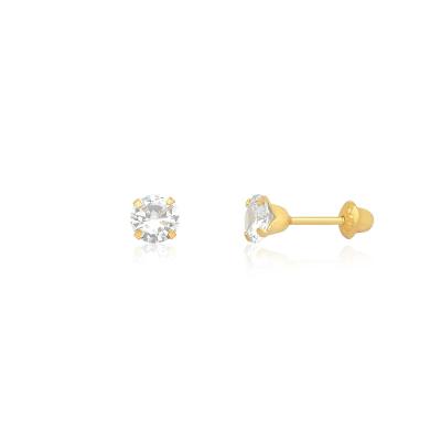 Brinco Infantil com Zircônia In em Ouro Amarelo 18k