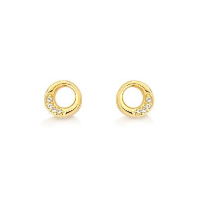 Brinco Círculo Orgânico com Topázio In em Prata 925 com Banho de Ouro Amarelo 18K