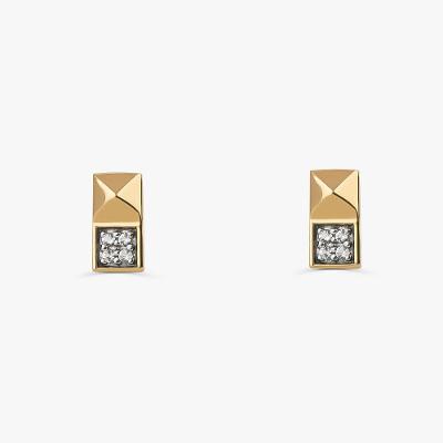 Brinco Spike com Topázio In em Prata 925 com Banho de Ouro Amarelo 18k