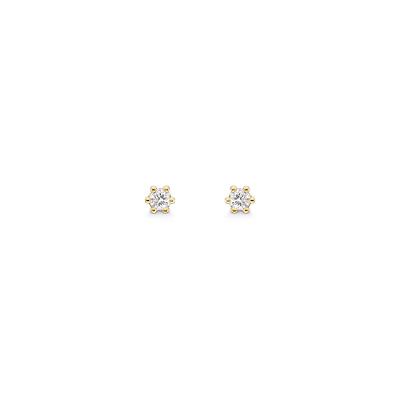 Brinco Solitário com 10 Pontos de Diamantes em Ouro Amarelo 18k