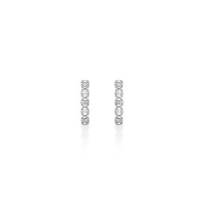 Brinco Palito com Diamantes em Ouro Branco 18k
