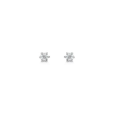 Brinco Solitário com 20 Pontos de Diamantes em Ouro Branco 18k