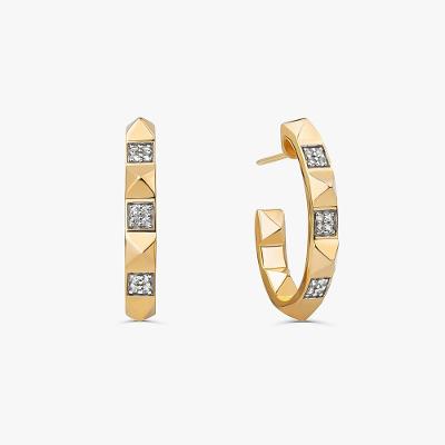 Brinco Maxi Argola com Topázio In em Prata 925 com Banho de Ouro Amarelo 18k