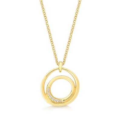 Colar Círculos Orgânico com Topázio In em Prata 925 com Banho de Ouro Amarelo 18K