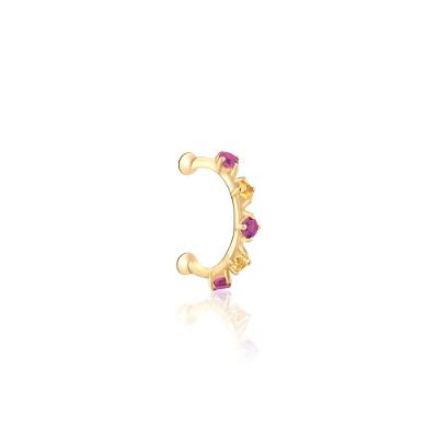 Piercing em Ouro Amarelo com Rodolita, Safira Amarela, Safira Laranja