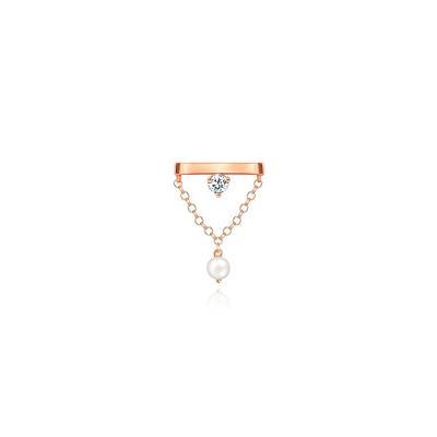Piercing em Ouro Rosé com Pérola, Topázio In