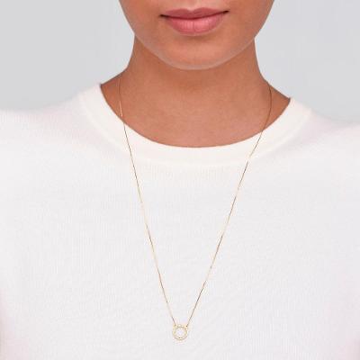 Escapulário Malha Veneziana com Diamante em Ouro Amarelo 18k