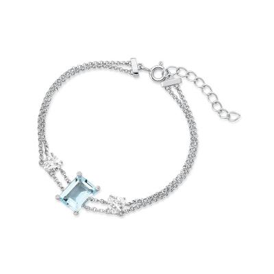 Pulseira ável com Safira e Topázio Azul em Prata 925 - 17cm