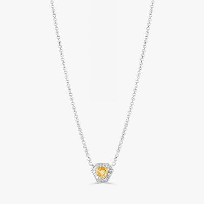 Colar Hexagonal com Citrino e Safira In em Prata 925