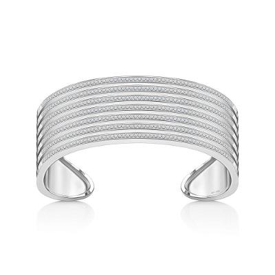 Pulseira Rígida Fileiras com Safira em Prata 925 - 17 cm