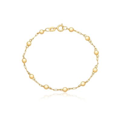 Pulseira Infantil Esferas em Ouro Amarelo 18k - 13 cm