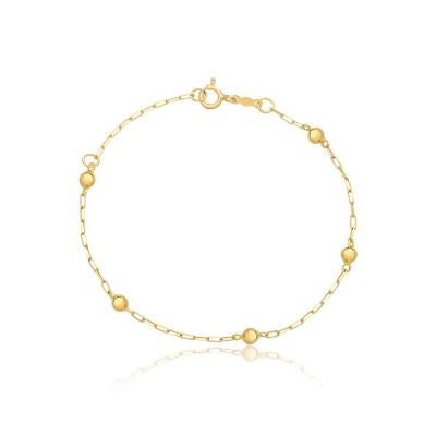 Pulseira Infantil Esferas em Ouro Amarelo 18k - 14 cm