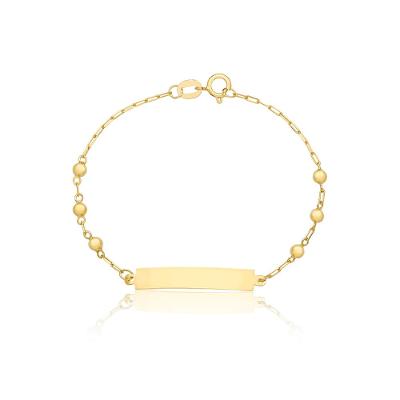 Pulseira Infantil Esferas Personalizável em Ouro Amarelo 18k - 13 cm
