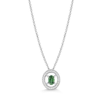 Colar com Topázio Verde e Safira Incolor em Prata 925