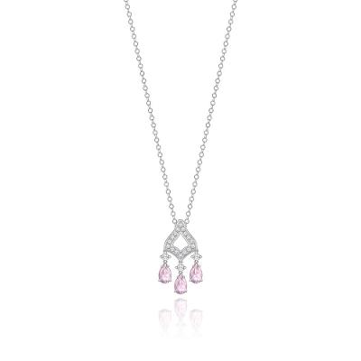 Colar com Quartzo Rosa e Safira em Prata 925