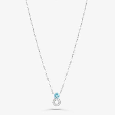 Colar com Topázio Azul e Safira Incolor em Prata 925