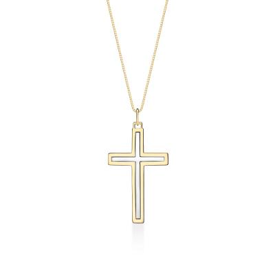 Pingente Cruz em Ouro Amarelo e Ouro Branco 18k