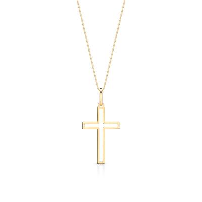 Pingente Cruz Vazada em Ouro Amarelo 18k