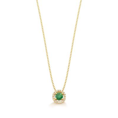 Pingente em Ouro Amarelo com Diamante, Esmeralda
