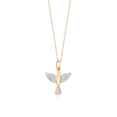 Pingente Espírito Santo com 9 Pontos de Diamantes em Ouro Amarelo 18k
