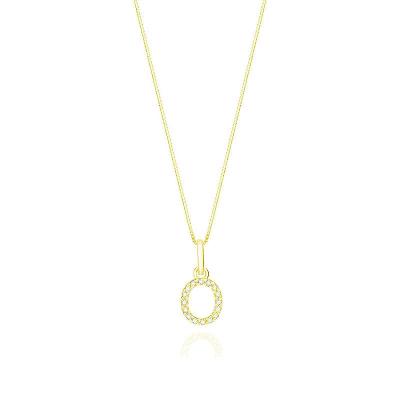 Pingente Letra O com Diamante em Ouro Amarelo 18k