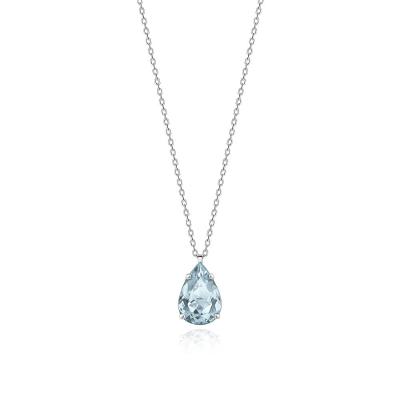 Pingente Gota com Agua Marinha em Ouro Branco 18k