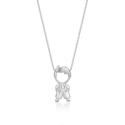 Pingente Menino com Diamante em Ouro Branco 18k