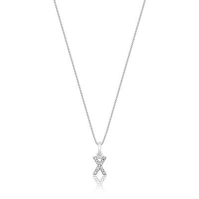 Pingente Letra X com Diamante em Ouro Branco 18k