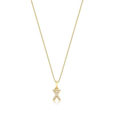 Pingente Letra X com Diamante em Ouro Amarelo 18k