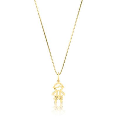 Pingente Menino com Diamante em Ouro Amarelo 18k