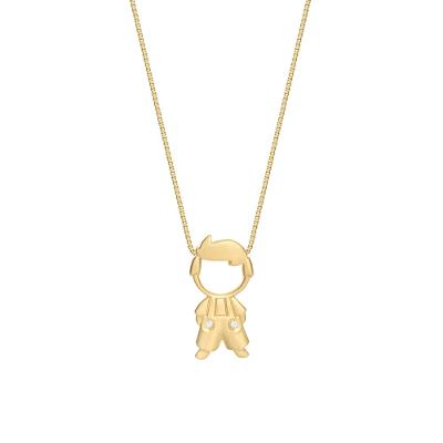 Pingente Menino com Diamante em Ouro Amarelo 18k
