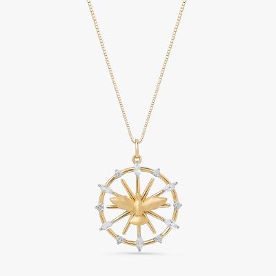 Pingente Sagrado Coração com Topázio Incolor em Ouro Amarelo 18k