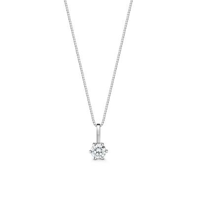 Pingente Solitário com 15 Pontos de Diamantes em Ouro Branco 18k