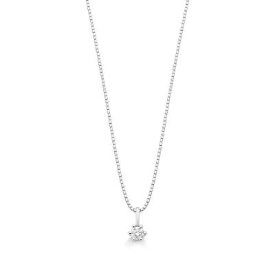 Pingente Solitário com 10 Pontos de Diamantes em Ouro Branco 18k